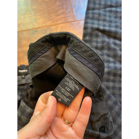 Theory Craven Strobe Check Plaid Wool Blend Slim Trouser Pants Size 6 - Picture 3 of 7